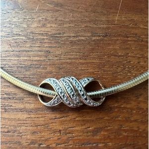 Necklace Pendant 14k yellow gold over sterling silver diamonds